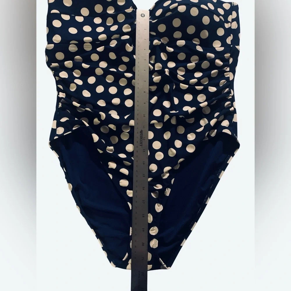 J. Crew Navy and Cream Polka Dot Women’s  Swimsuit One Piece. NWOT